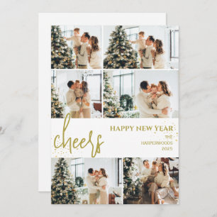 Festive Cheers   Elegant New Year Photo Collage Holiday Card