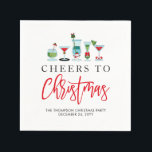 Festive Cheers to Christmas Cocktail Holiday Party Napkin<br><div class="desc">Festive Cheers to Christmas Cocktail Holiday Party Napkins</div>