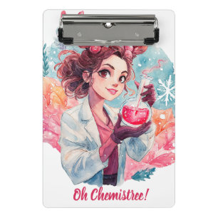 Festive Chemist Girl Watercolor Science Art Mini Clipboard