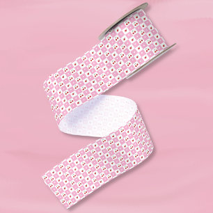 Festive Chequered Pattern , Cherries , Flower Ribb Satin Ribbon