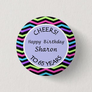 Festive Chevron 65th Birthday or Anniversary Gift 3 Cm Round Badge