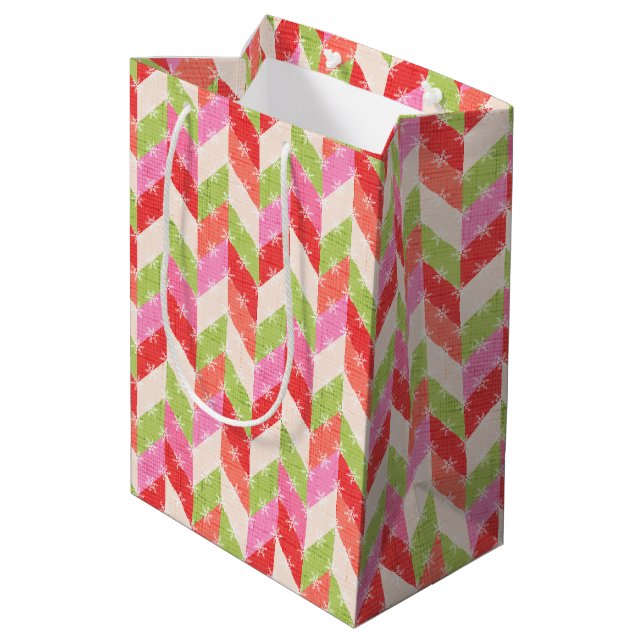 Festive chevron Gift Bag (Back Angled)
