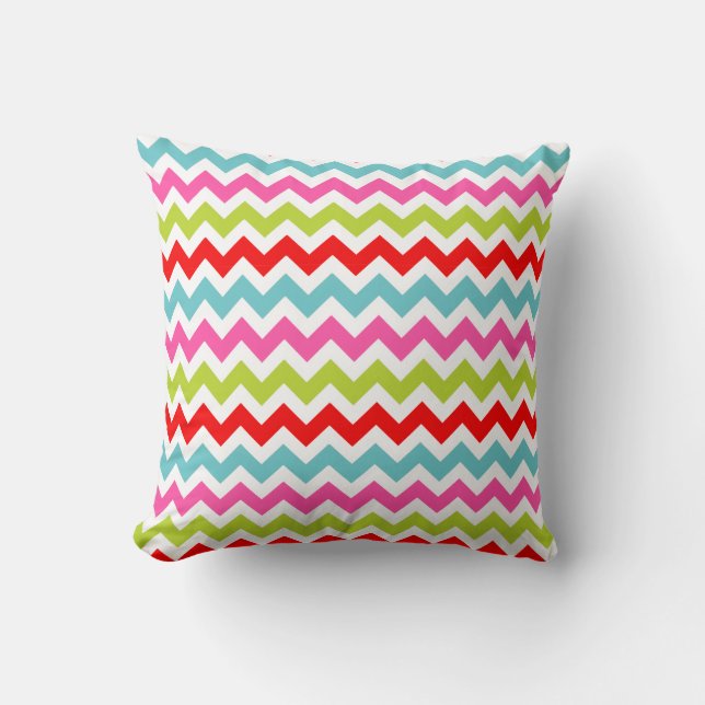Festive Chevron Pattern – Retro Holiday Stripes Cushion (Front)