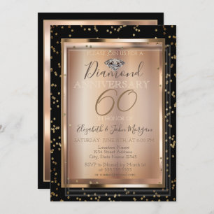 Festive Chic Diamonds,Frame Wedding Anniversary Invitation