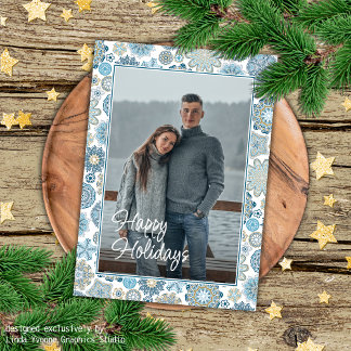 Festive Chic Floral Mandala Snow Flakes Pattern Card