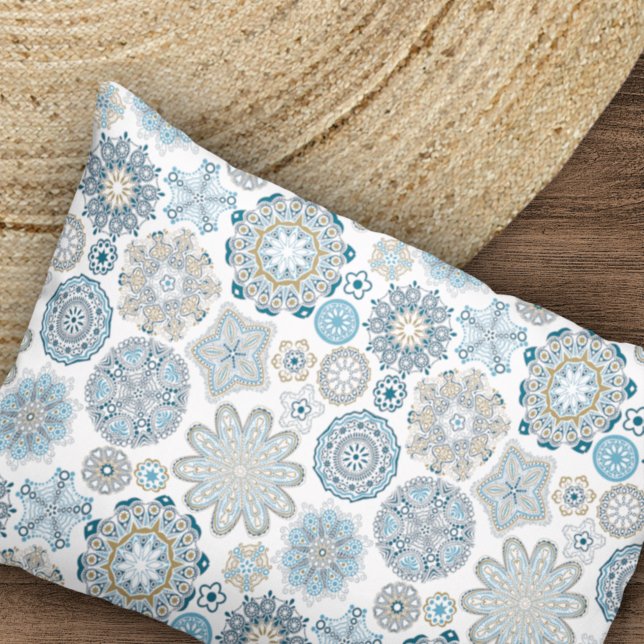 Festive Chic Floral Mandala Snow Flakes Pattern Pillowcase (Creator Uploaded)
