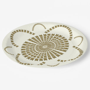 Festive Chic Gold Ivory Bridal Decorative Flower Paper Plate