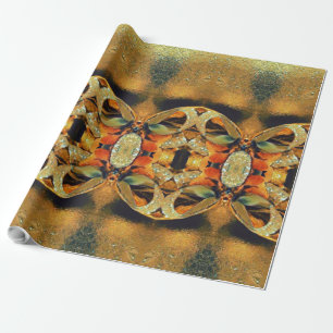 Festive Chic Gold Kaleidoscopic Ribbon Pattern Wrapping Paper