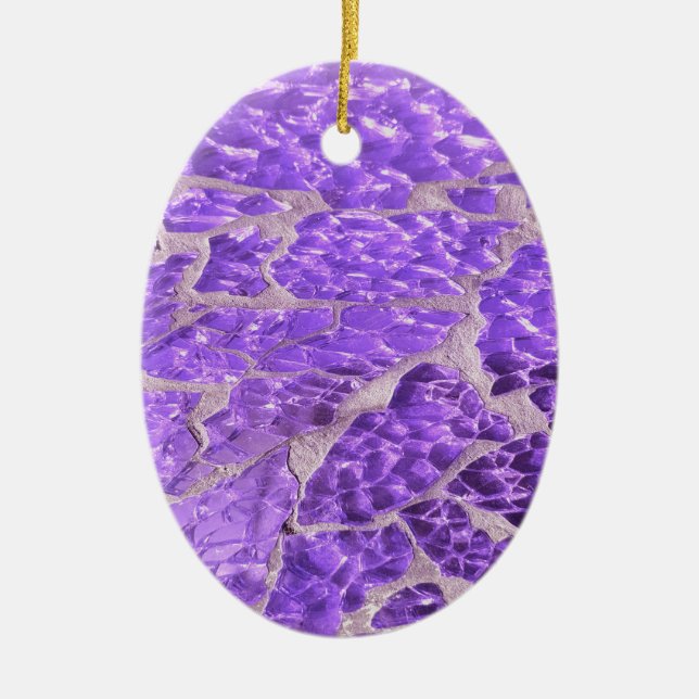 Festive Chic Shiny Purple Glitter Stones Ceramic Tree Decoration (Front)