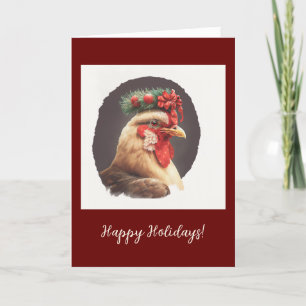 Festive Chicken Folded Holiday / Christmas Card