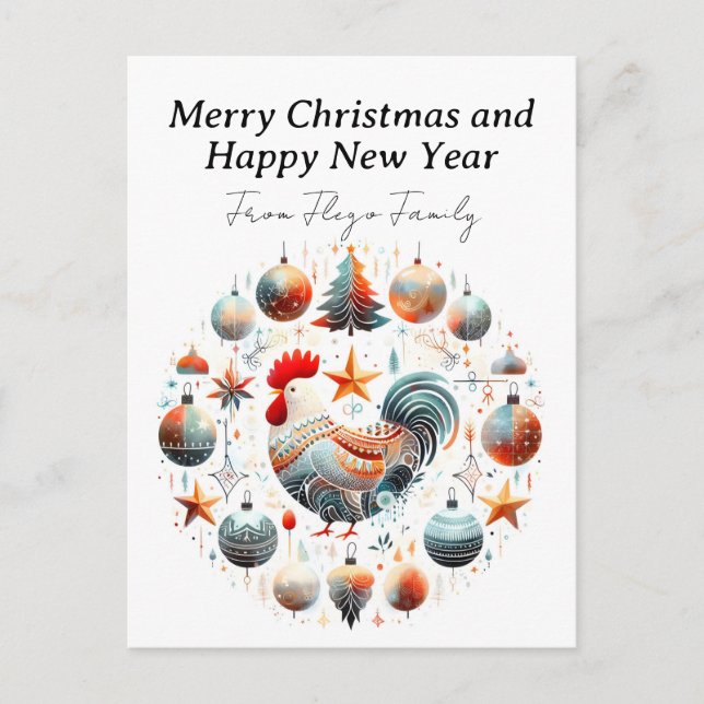 Festive Chicken Holiday Postcard (Front)