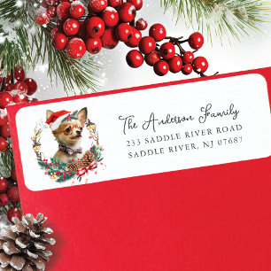 Festive Chihuahua Dog in Santa Hat Return Address