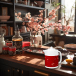 Festive Chinese Red Cherry Blossom<br><div class="desc">Celebrate the joyous spirit of Christmas and the coming Chinese New Year with our exquisite Chinese Red Cherry Blossom Teapot. This Teapot, emblazoned with delicate cherry blossoms against a vibrant red backdrop, are the perfect table accessory to elevate your holiday decor. teapot combines functionality with elegance, featuring rounded corners and...</div>