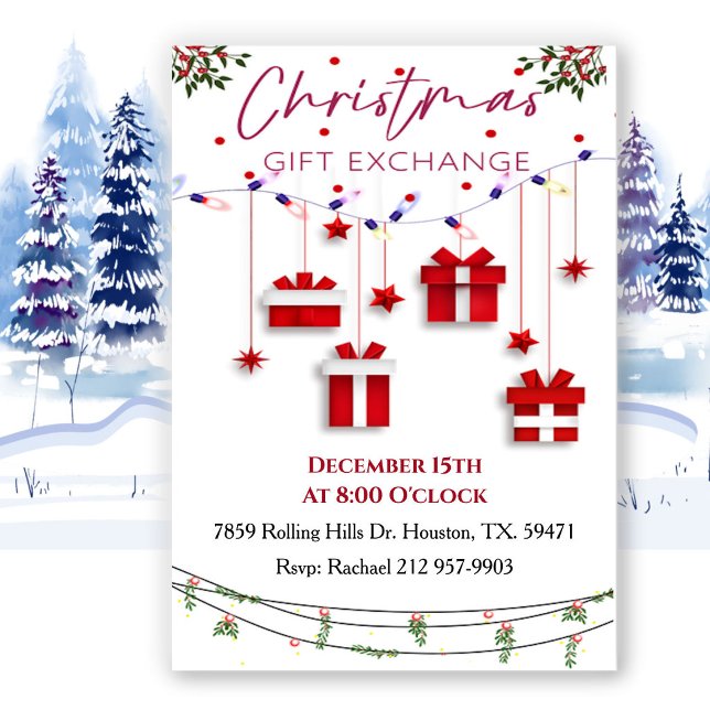 Festive ChristmaGift Exchange Party Invitation (Creator Uploaded)