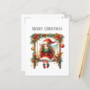 Festive Christmas add message fairy Holiday Postcard