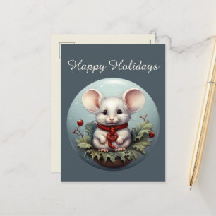 Festive Christmas add text Country mouse Holiday Postcard