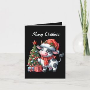 Festive Christmas add text cow add message Holiday Card