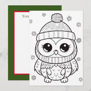 Festive Christmas add text owl Holiday Card