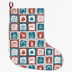Festive Christmas Advent Calender Mosaic Tile  Large Christmas Stocking