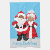 Festive Christmas African American Santa add name