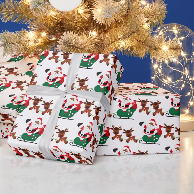 Festive Christmas African American Santa Wrapping Paper (Holidays)