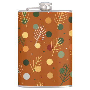 Festive Christmas and New Year pattern Hip Flask