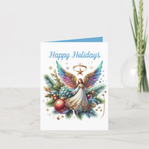Festive Christmas Angel add message Holiday Card