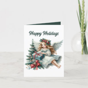 Festive Christmas Angel add message Holiday Card