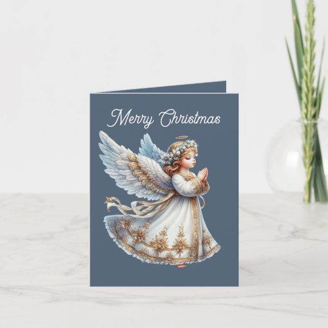 Festive Christmas Angel add message  Holiday Card (Front)