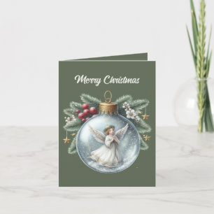 Festive Christmas Angel add message  Holiday Card