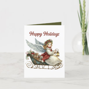 Festive Christmas Angel add message  Holiday Card