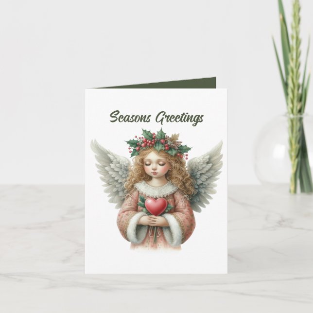 Festive Christmas Angel add message  Holiday Card (Front)