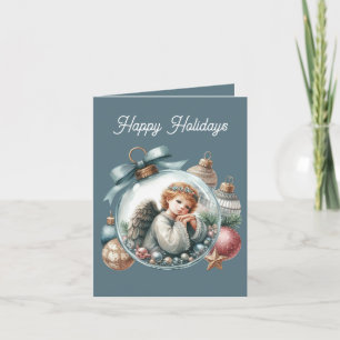 Festive Christmas Angel add message Holiday Card
