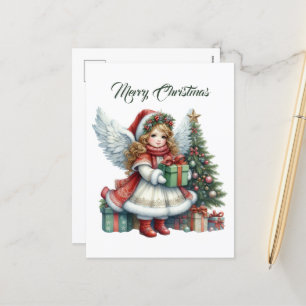 Festive Christmas Angel add message Holiday Postcard