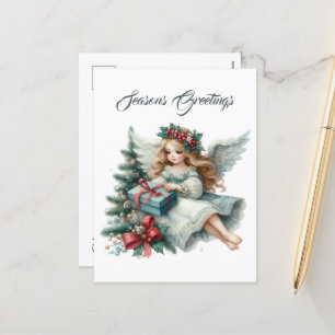 Festive Christmas Angel add message Holiday Postcard