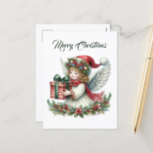 Festive Christmas Angel add message Holiday Postcard