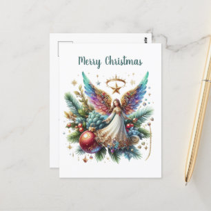 Festive Christmas Angel add message Postcard