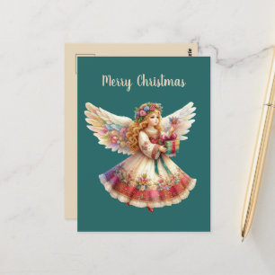 Festive Christmas Angel add message Postcard
