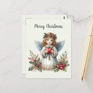 Festive Christmas Angel add message Postcard