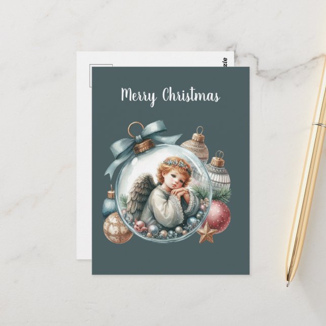 Festive Christmas Angel add message  Postcard (Front/Back In Situ)