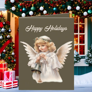 Festive Christmas Angel watercolor add text Holiday Card