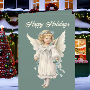 Festive Christmas Angel watercolor add text Holiday Card