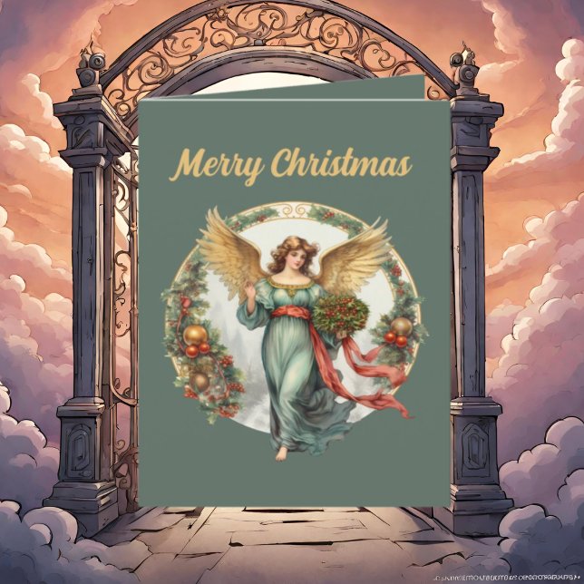Festive Christmas Angels watercolor add text Holiday Card (Creator Uploaded)