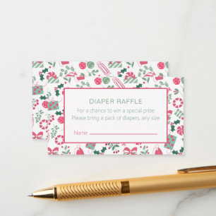 Festive Christmas Baby Shower Diaper Raffle Enclosure Card