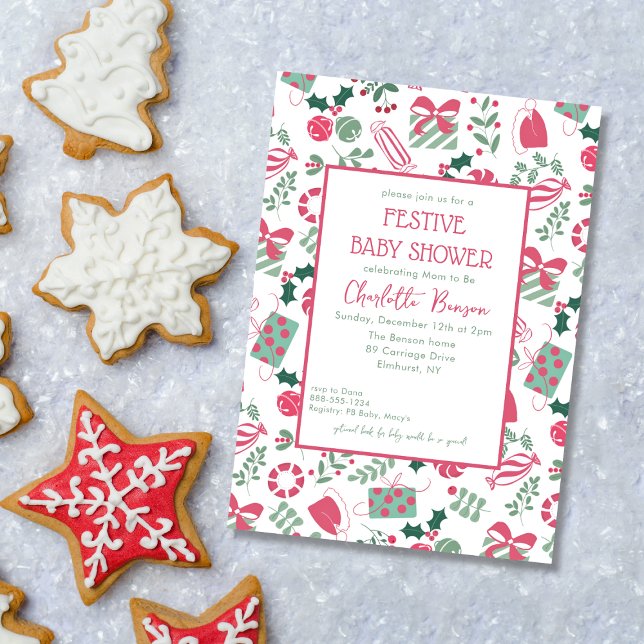 Festive Christmas Baby Shower Invitation (Creator Uploaded)