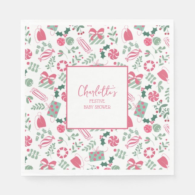 Festive Christmas Baby Shower Napkin (Front)