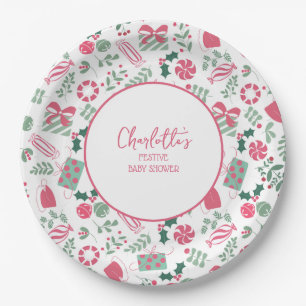 Festive Christmas Baby Shower Paper Plate