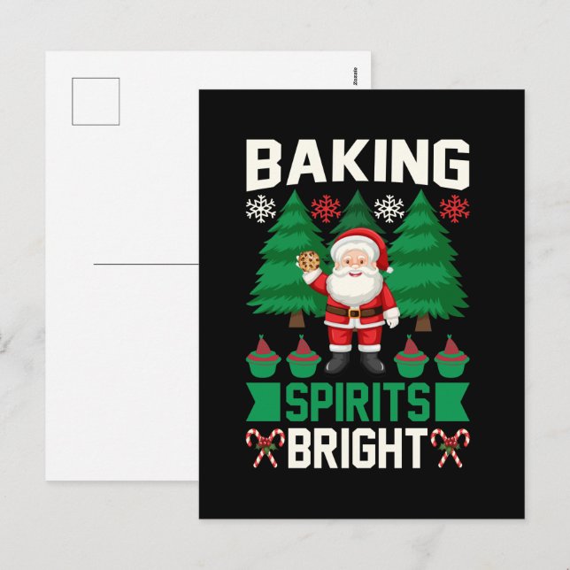 festive Christmas baking cookie Santa Holiday Postcard (Front/Back)