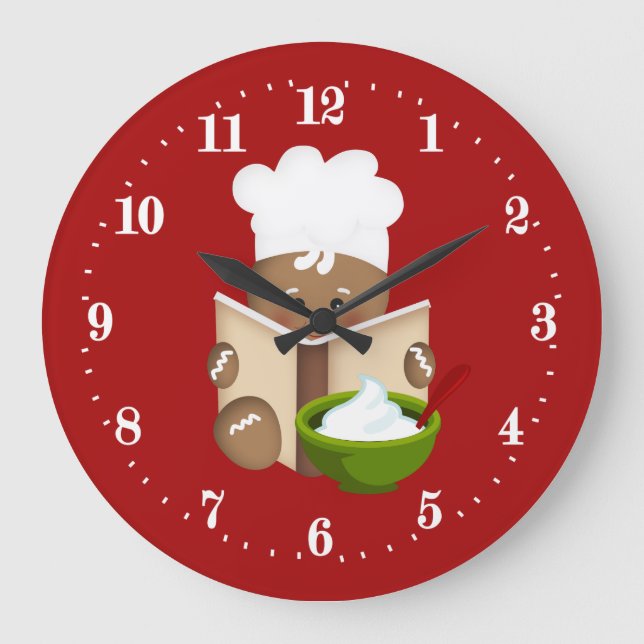 Festive Christmas baking gingerbread kitchen Large Clock (Front)