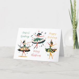 Festive Christmas Ballerinas Folded Holiday Card